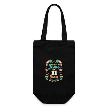 Loved By Jesus For 11 Years 11th Birthday - Gift Bag for Bottles - black - Front