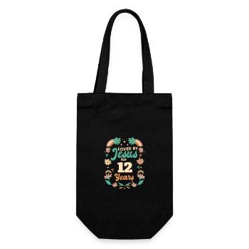 Loved By Jesus For 12 Years 12th Birthday - Gift Bag for Bottles - black - Front