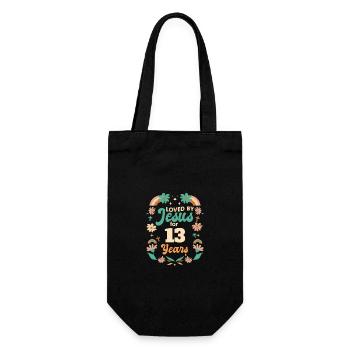 Loved By Jesus For 13 Years 13th Birthday - Gift Bag for Bottles - black - Front