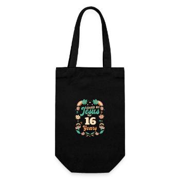 Loved By Jesus For 16 Years 16th Birthday - Gift Bag for Bottles - black - Front
