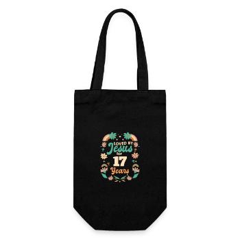 Loved By Jesus For 17 Years 17th Birthday - Gift Bag for Bottles - black - Front