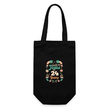 Loved By Jesus For 24 Years 24th Birthday - Gift Bag for Bottles - black - Front