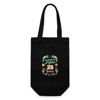 Loved By Jesus For 25 Years 25th Birthday - Gift Bag for Bottles - black - Front