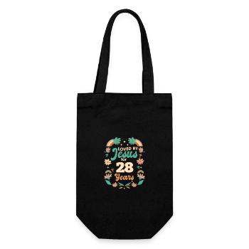 Loved By Jesus For 28 Years 28th Birthday - Gift Bag for Bottles - black - Front