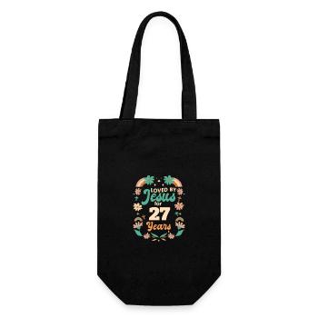 Loved By Jesus For 27 Years 27th Birthday - Gift Bag for Bottles - black - Front