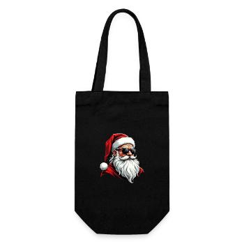 Weihnachtsmann Gesicht Sonnenbrille mit Hut Bart Weihnachten - Geschenkbeutel für Flaschen - Schwarz - Vorne