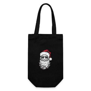 Weihnachtsmanngesicht mit Sonnenbrille und Hutbart - Geschenkbeutel für Flaschen - Schwarz - Vorne