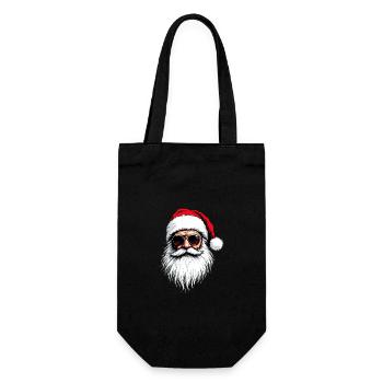 Visage de Père Noël avec lunettes de soleil et chapeau : Ambiance des Fêtes - Sac à bouteille - noir - Devant
