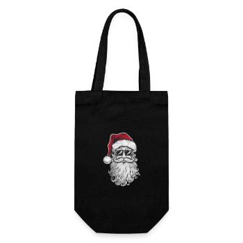Weihnachtsmann Gesicht Sonnenbrille mit Hut Bart Weihnachtsspaß - Geschenkbeutel für Flaschen - Schwarz - Vorne