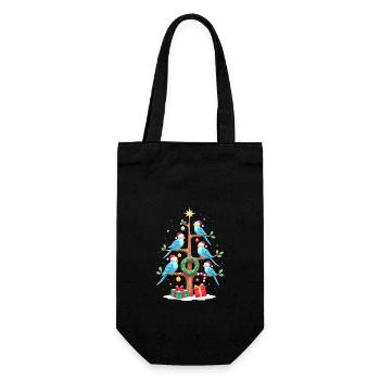Wellensittich Vogel Weihnachtsbaum Weihnachten - Geschenkbeutel für Flaschen - Schwarz - Vorne