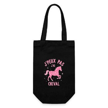 Équitation Humoristique - Cheval Rose - Sac à bouteille - noir - Devant