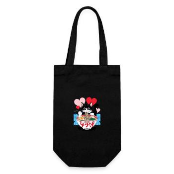 Cat Ramen Kawaii Japanese-Inspired Art - Gift Bag for Bottles - black - Front