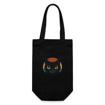 Gelbe Katzenaugen Retro Sunset Katze Vintage - Geschenkbeutel für Flaschen - Schwarz - Vorne