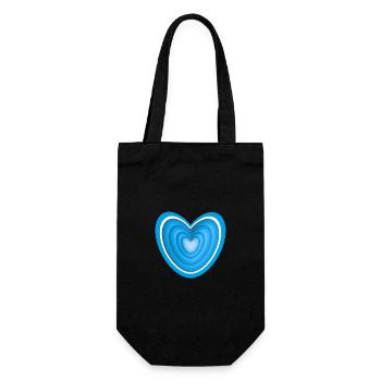 Großes Herz in blau mit Herz in Herz. - Geschenkbeutel für Flaschen - Schwarz - Vorne