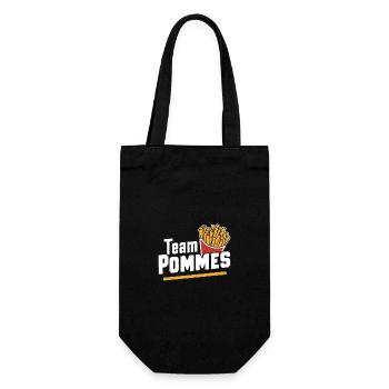 Pommes Frites Fritten Fast Food - Geschenkbeutel für Flaschen - Schwarz - Vorne