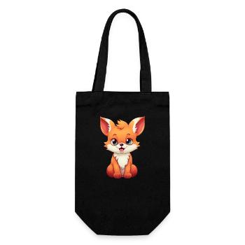 Süßer Comic Rotfuchs: Entspanntes Sitzen - Geschenkbeutel für Flaschen - Schwarz - Vorne