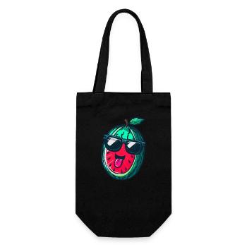 Wassermelone mit Sonnenbrille - Cooles Kawaii Desi - Geschenkbeutel für Flaschen - Schwarz - Vorne