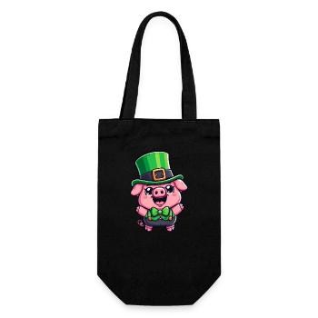 St. Patrick's Day Pig Cartoon - Gift Bag for Bottles - black - Front