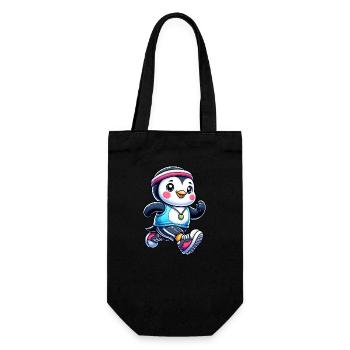 Pingouin, Joggeur, Marathon, Course à pied, Fitness - Sac à bouteille - noir - Devant