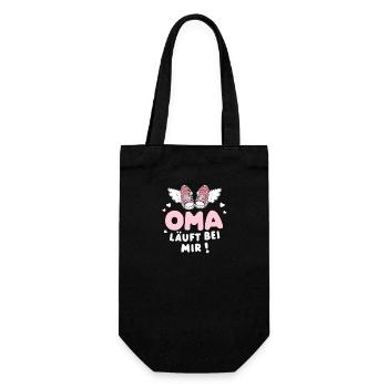 Oma Läuft Liebevolles Shirt Unikat Oma Tag - Geschenkbeutel für Flaschen - Schwarz - Vorne