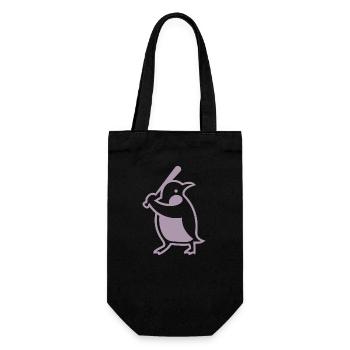 Penguin Baseball Player Silhouette - Gift Bag for Bottles - black - Front