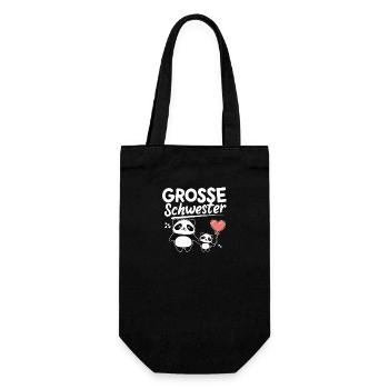 Große Schwester Panda Geschenk Schwangerschaft - Geschenkbeutel für Flaschen - Schwarz - Vorne