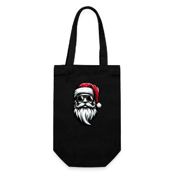 Weihnachtsmann Kopf Porträt mit Sonnenbrille cool - Geschenkbeutel für Flaschen - Schwarz - Vorne