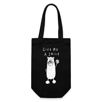 Give me A Smile - Eisbär - Eisbären - Bär - Bären - Geschenkbeutel für Flaschen - Schwarz - Vorne