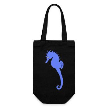 Playful Blue Seahorse Art Print - Gift Bag for Bottles - black - Front