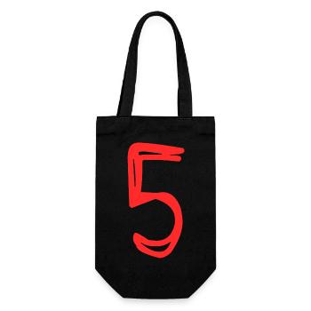5 JAHRE. 5-JÄHRIGES JUBILÄUM. GEBURTSTAG 5 JAHRE. FÜNF - Geschenkbeutel für Flaschen - Schwarz - Vorne