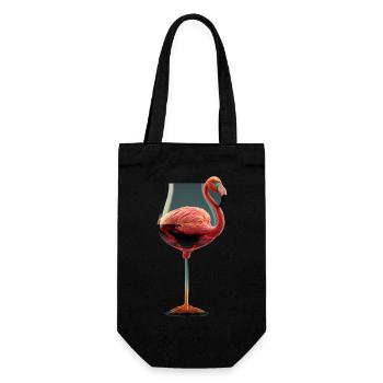 Flamingo Weinglas für Weintrinker - Geschenkbeutel für Flaschen - Schwarz - Vorne