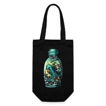 Ozean Flasche Zeichnung - Geschenkbeutel für Flaschen - Schwarz - Vorne