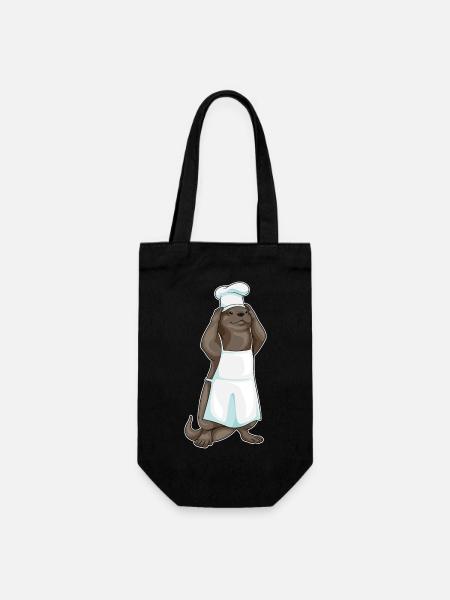 Otter Koch Kochmütze Kochen - Geschenkbeutel für Flaschen - Schwarz