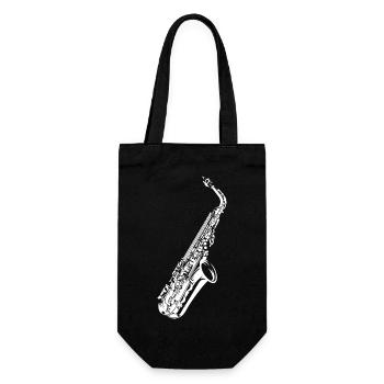 Saxophon icon Symbol Illustration Instrument Musik - Geschenkbeutel für Flaschen - Schwarz - Vorne