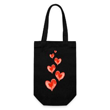 Herzen Liebe Wasserfarben Valentinstag - Geschenkbeutel für Flaschen - Schwarz - Vorne