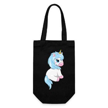Shy cute baby unicorn - Gift Bag for Bottles - black - Front