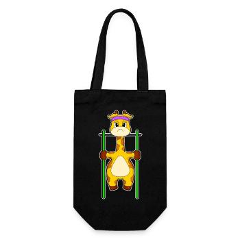 Giraffe Bodybuilder Pull-ups Bodybuilding - Gift Bag for Bottles - black - Front