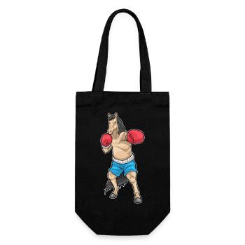 Pferd Boxer Boxhandschuhe Boxen - Geschenkbeutel für Flaschen - Schwarz - Vorne