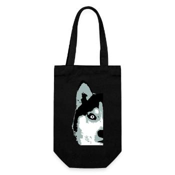 Dog White Husky Half Face Head Nice Cool - Gift Bag for Bottles - black - Front
