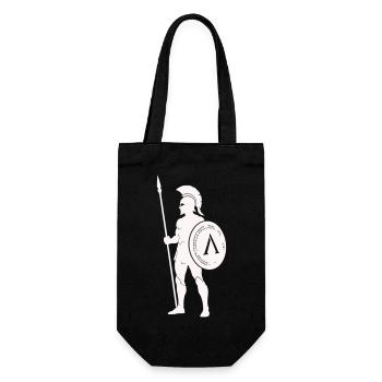 Spartanischer Krieger mit Schild - Geschenkbeutel für Flaschen - Schwarz - Vorne