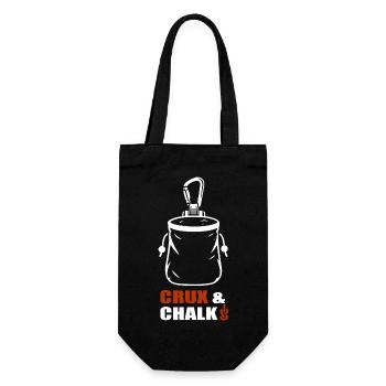 Crux & Chalk – Klettern - Geschenkbeutel für Flaschen - Schwarz - Vorne