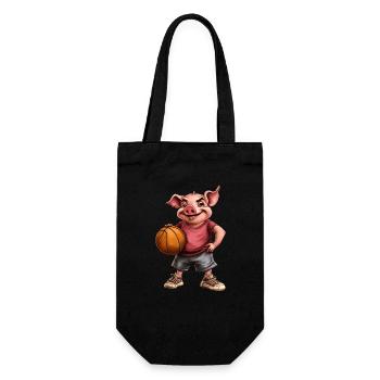 Basketball Schweine - Geschenkbeutel für Flaschen - Schwarz - Vorne