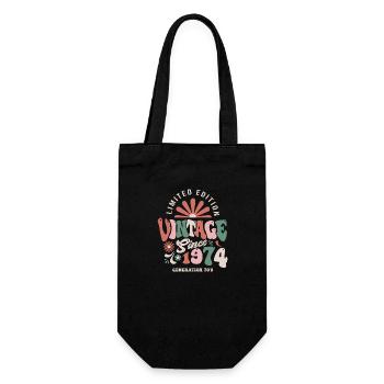 1974 Geburtstag Jahrgang 1974 - Geschenkbeutel für Flaschen - Schwarz - Vorne