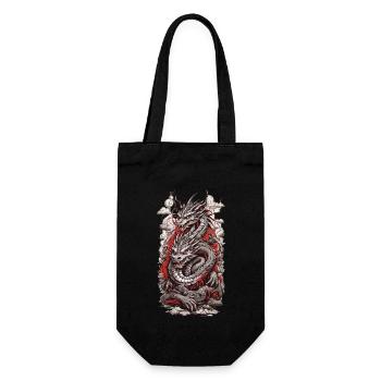 Retro Dragon in Ukiyo-E Style Japan Aesthetic - Gift Bag for Bottles - black - Front