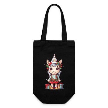 Cute Unicorn Elf at Christmas Winter Magic - Gift Bag for Bottles - black - Front
