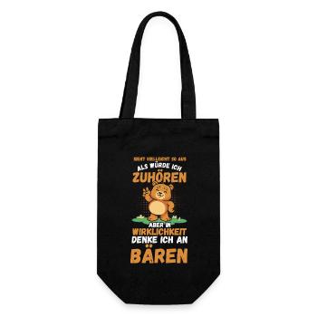 Braunbär Bär - Geschenkbeutel für Flaschen - Schwarz - Vorne