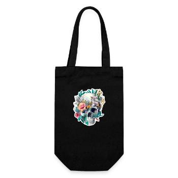 Human Skull & Flowers 28 - Gift Bag for Bottles - black - Front