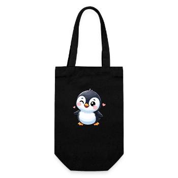 Designs For Kids – Putzige Pinguine - Geschenkbeutel für Flaschen - Schwarz - Vorne