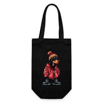 Doberman Dog Winter Fashion - Gift Bag for Bottles - black - Front