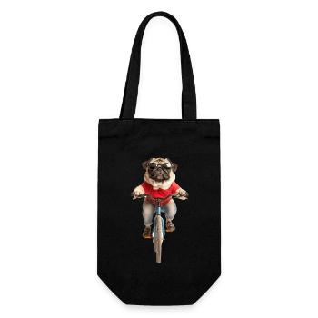 Mops - Geschenkbeutel für Flaschen - Schwarz - Vorne